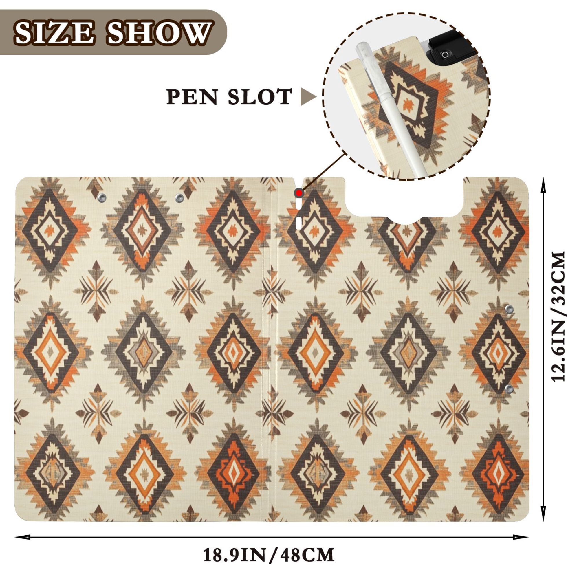 FORMRS A4 Clipboard Folder with Pen Holder Horizontal Foldable School Office Binder, Geometric Designs