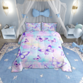 thumbnail image 2 of Erosebridal Ensembles de Literie Papillon Rêveur Grand avec Couette pour Filles, Arc-en-Ciel Galaxie Rêveur, Réversible 3 Pcs, 2 of 8