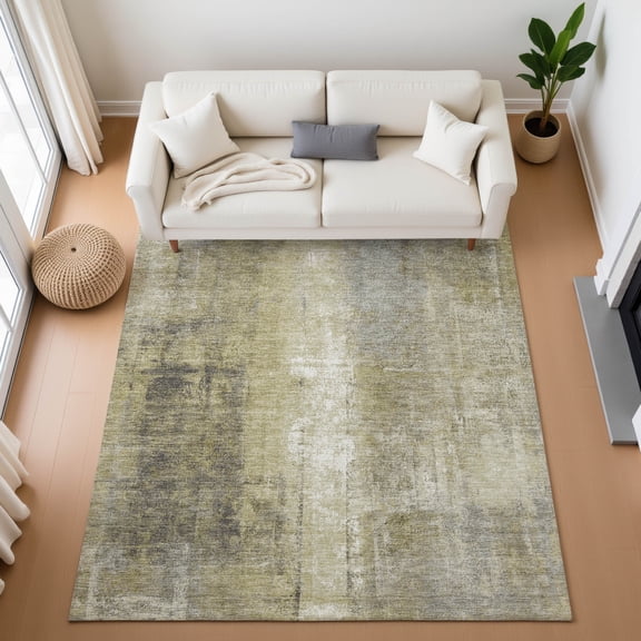 Addison Rugs Mayfield Premium Machine Washable Transitional Abstract Gold Rectangle Rug, 3' x 5'
