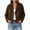 Brown-AnuYalue's winter jackets, variant on Womens Cropped Wool Blend Pea Coat Notched Lapel Jackets Fall Winter Long Sleeve Outerwear Double Breasted,Side Pockets
