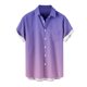 thumbnail image 4 of Camisas de Manga Corta de Botón para Hombre, Blusa de Moda Casual de Impresión de Gradiente de Cuello de Vuelta Hecha de 95% Poliéster 5% Spandex para el Verano, Camisas de Verano para Hombre, 4 of 5