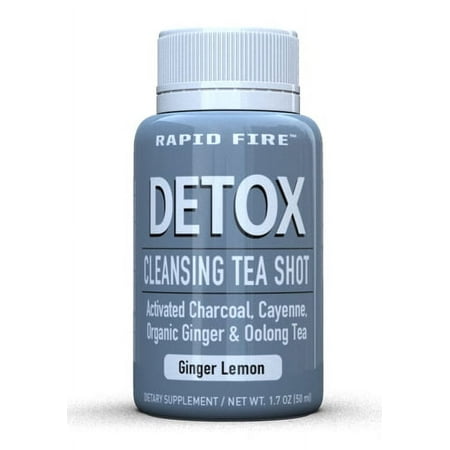 Rapid Fire Detox Cleansing Tea Shot, Activated Charcoal, Ginger Lemon flavor 1.7 oz. (7 Count)