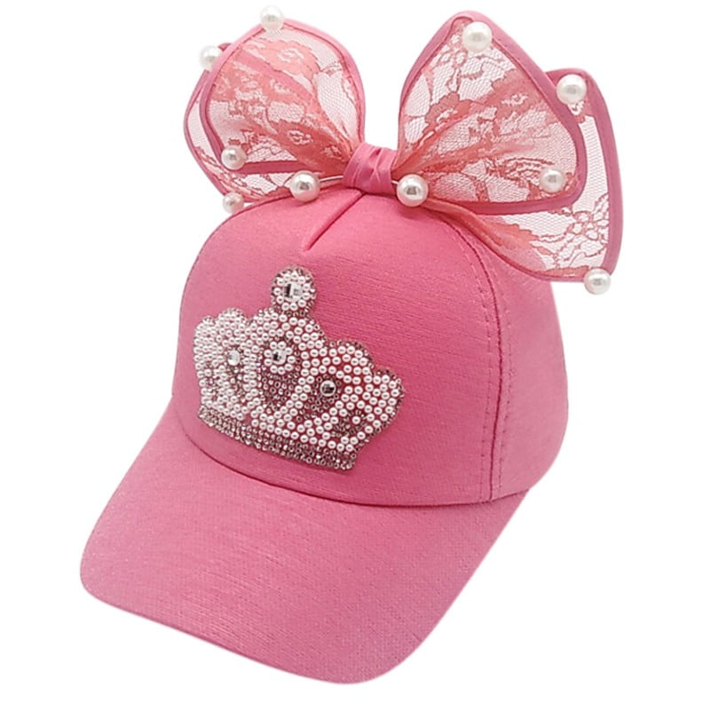 Kids Hat Baby Girl Casual Pearl Crown Pattern Baseball Cap Visor Hats