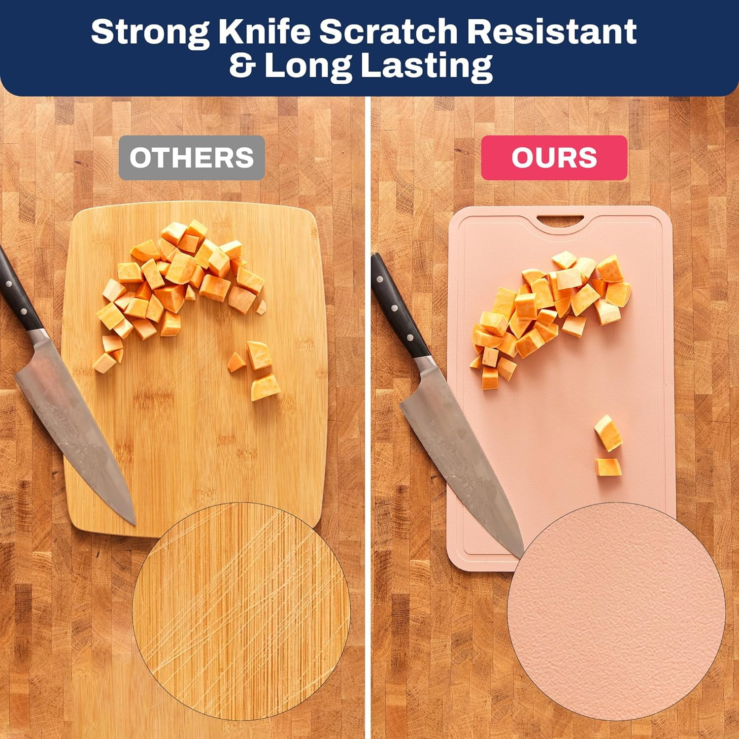 MKEUDQ-TPU Cutting Board Flexible Mat, 14.5" x 9" Nonslip Korean cutting board for kitchen, BPA Free Flexible Chopping Board, TPU Material Double-sided Dishwasher Safe