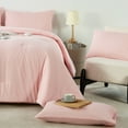 thumbnail image 4 of Davulos Twin Comforter Set with Pillowcase ,2 Pieces Soft Pink Bedding Set Bed in a Bag Solid Color for All Season, 4 of 7