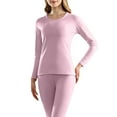 thumbnail image 4 of SnZhen Women's Winter Thermal Underwear Sets Solid Color Inner Wear Bottoming Shirt Thick Top And Pants Suit Pink XXL, 4 of 5