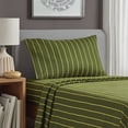 thumbnail image 3 of Mainstays Dreamy Soft 3-Piece Bed Sheet Set, 100% Cotton, 220 Thread Count, Deep Pocket, Twin/Twin XL, Green Stripe, 3 of 5