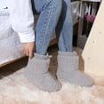 thumbnail image 3 of HOMEHOT Women's Bootie Slippers Memory Foam Fuzzy Slippers for Women Indoor Outdoor House Shoes Adult Grey Size 9 10 Female, 3 of 7