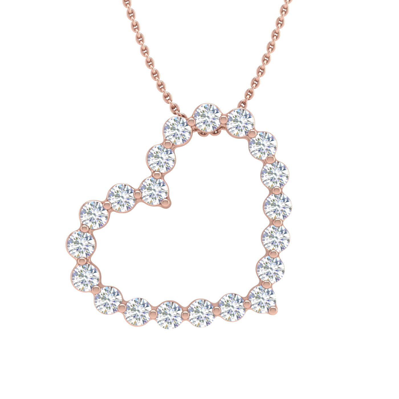 1 2 Carat Diamond Heart Pendant Necklace In 14k Rose Gold Silver Chain Included Walmart Com