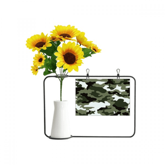 Camouflage Line Art Grain Illustration Pattern Artificial Sunflower Vases Bottle Blessing Card