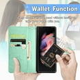thumbnail image 3 of TECH CIRCLE for Samsung Galaxy Z Fold 5 Wallet Case, Durable Floral Magnetic Flip Kicktand Hand Strap Premium PU Leather Phone Cover with Card Slots Holder for Samsung Galaxy Z Fold 5  2023,Green, 3 of 6