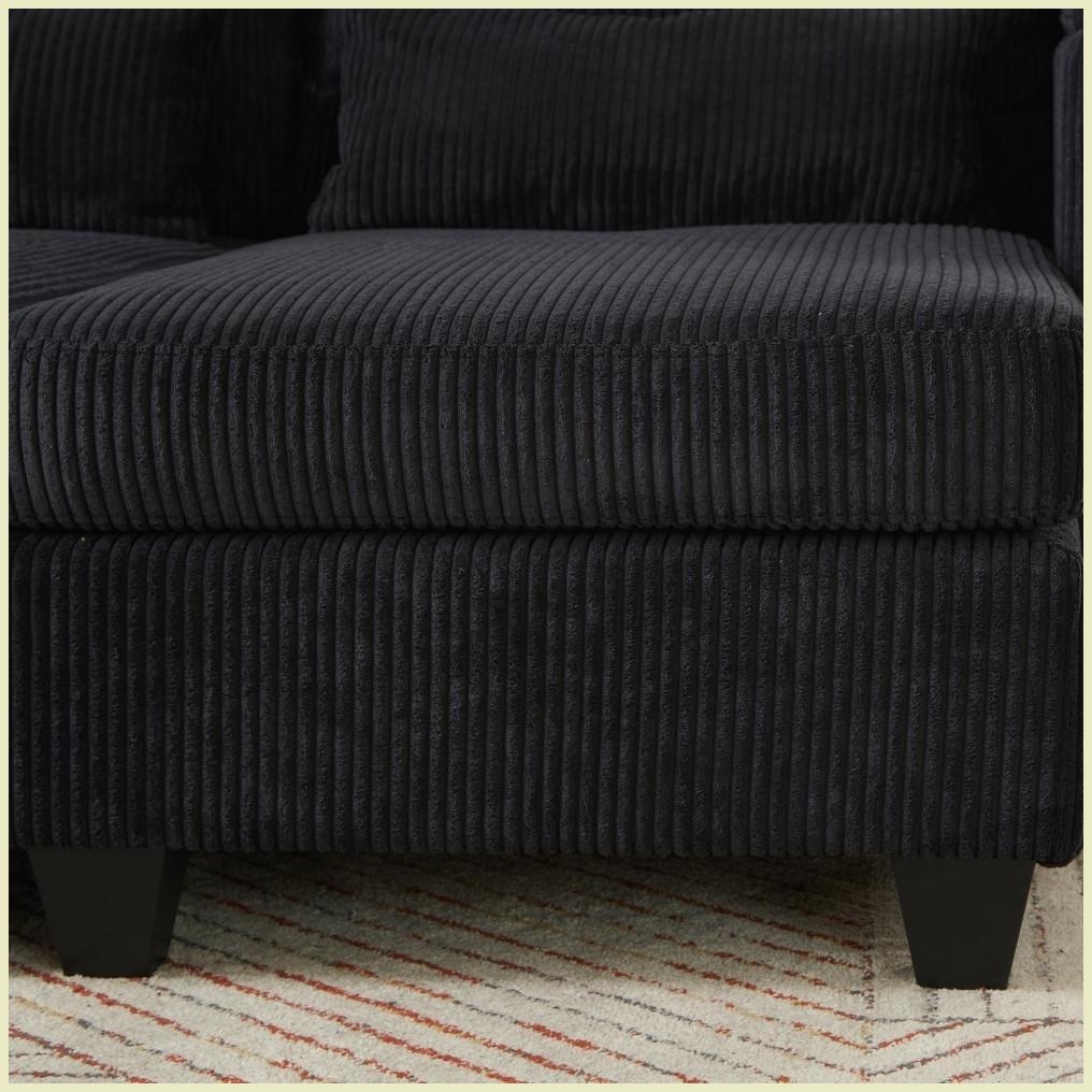 63” Convertible Corduroy Loveseat Sofa Bed with USB Ports & Cup Holders – Modern Compact Design for Living Room/Bedroom, Black