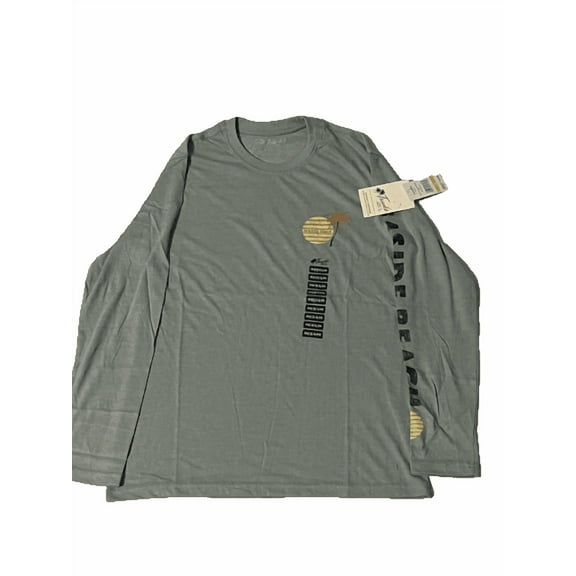 Men’s Long Sleeve Tee – Gray Casual Graphic Surfside Beach Shirt, Size Medium