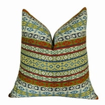 Plutus Fun Stripes Handmade Throw Pillow - White - Blue & Red - 12 x 20 in.