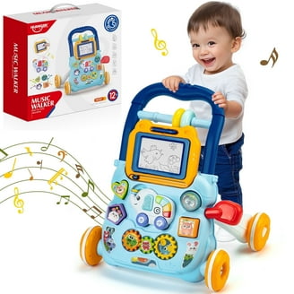 AuntyFey 3-IN-1 Baby Walker with Wheels Accessories, Adjustable Speed Anti-Rollover Baby Walking Toy for Year old Learning to Walk, Sit to Stand