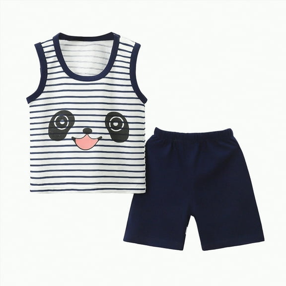 Futezty Toddler Boys Clothes Summer Outfit Sets, Toddler Baby Boys Summer Outfits Short Sleeve Cartoon Print T-Shirt Tops Shorts Sets 2Pcs Cute Baby Boys Clothes For 1t 2t 3t 4t 5t 6t
