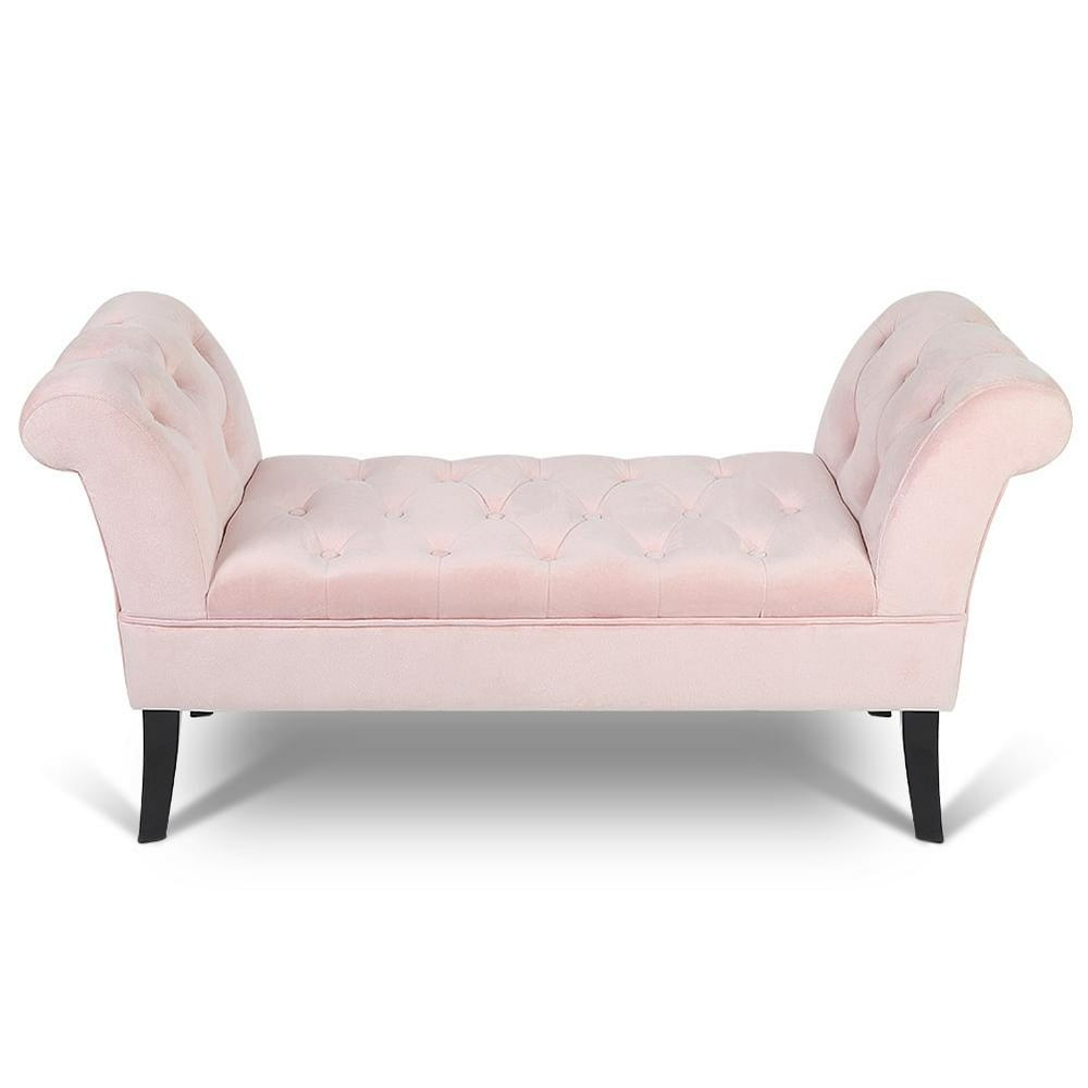 YLSHRF Bench with Pillows Velvet Upholstered Bench Ottoman Pink,Velvet