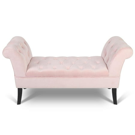 Upholstered Stool Bench YLSHRF Bench with Pillows Velvet Upholstered Bench Ottoman Pink,Velvet Bed End Stool,Velvet Bed End Stool ()