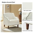 thumbnail image 4 of Wooden Upholstery Armchairs Set of 2 Lounge Sofa Club Accent Chairs Nailhead Trim Side Chairs Living Room Bedroom Ivory, 4 of 6