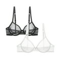 thumbnail image 1 of Uhndy Lace Bra See Through Sexy Solid Underwear for Women 2 PCS Black+White 40D, 1 of 5
