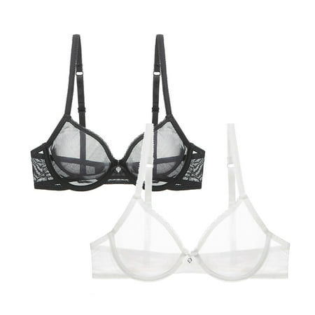 

Varsbaby Lace Bra See Through Sexy Underwear for Women 2 PCS
