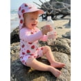 thumbnail image 5 of BemeyourBBs Toddler Baby Girl One Piece Swimsuit with Hat Infant Baby Bathing Suit Rash Guard Strawberry Bow Cherry Print Long Sleeves Front Zipper Swimwear Summer Beachwear, 5 of 9