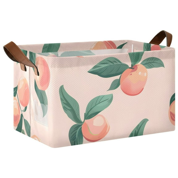 Ryvnso Peach Storage Bins Large Basket Foldable Cube Toys Organizer with Handles 1 PC