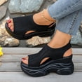 thumbnail image 4 of Dakaela Womens Orthopedic Walking Sandals Arch Support Comfortable Platform Wedges Open Toe Non Slip Summer Workout Athletic Sport Shoes Black Size 9, 4 of 8