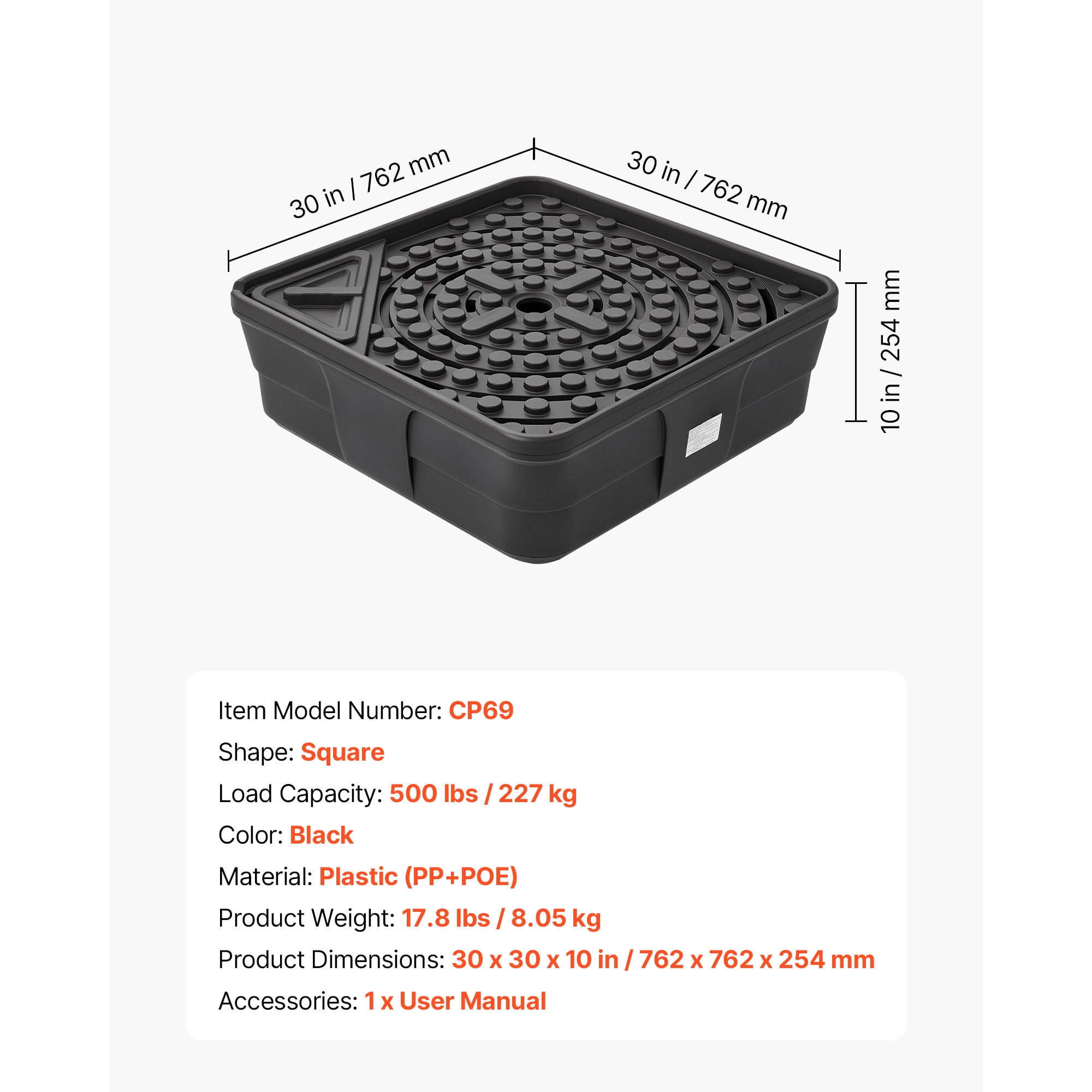 KFFKFF 30-Inch Water Feature Basin for Garden and Landscape, Durable Reservoir for Bubbling Rock and Decorative Statues, Supports Up to 500 lbs, Black