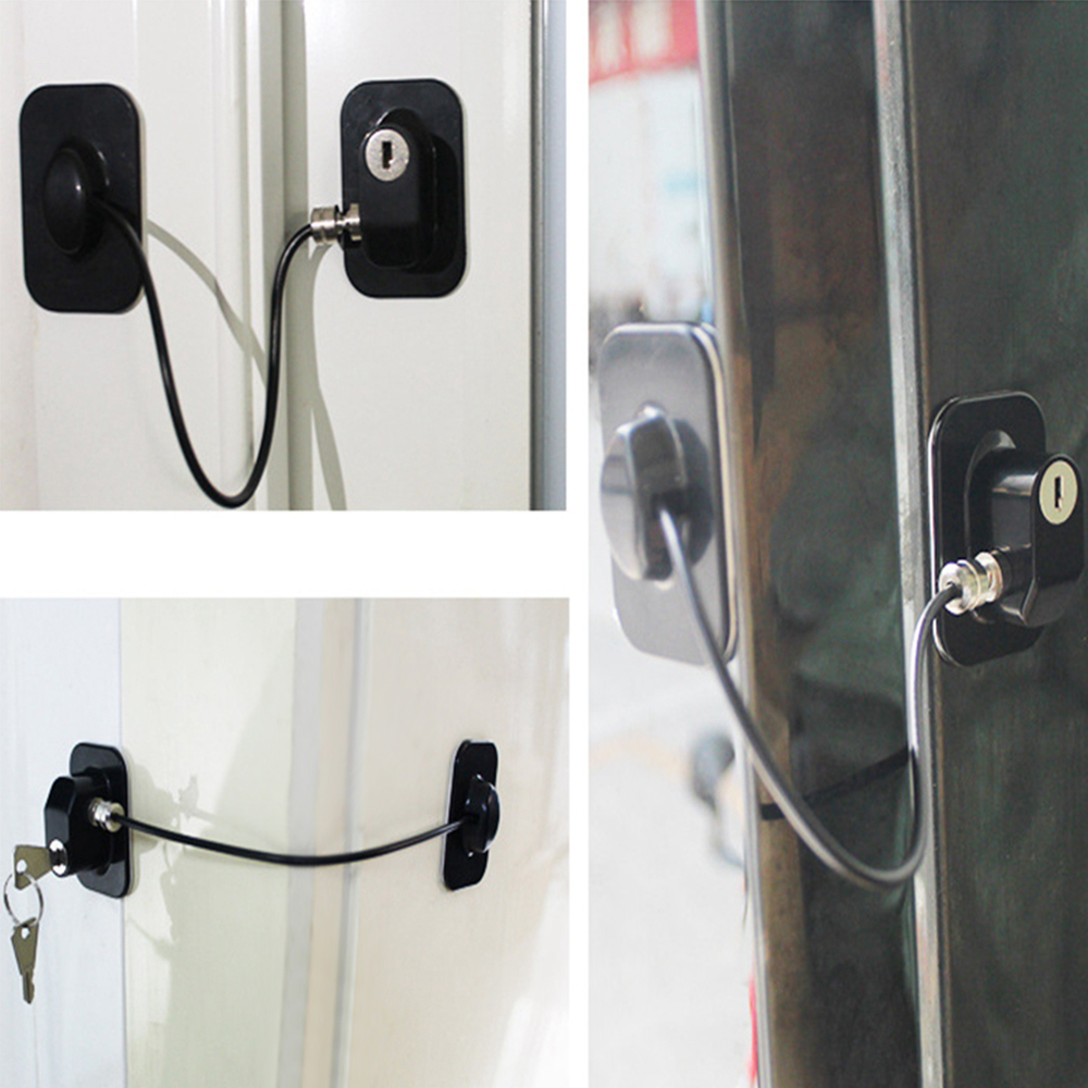 Willstar 1Pcs Child Safety Locks with Keys Strong Adhesive Window Drawer Freezer Fridge Door Lock, Black