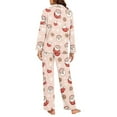 thumbnail image 6 of DISNIMO Santa Claus Snowflake Printed Women Two Piece Pajama Sets Long Sleeve Button Up Sleepwear Soft Comfy Lounge with Matching Long Pants V Neck Nightwear Christmas Loungewear, 6 of 7