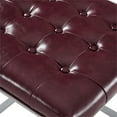 thumbnail image 5 of Posh Living Nolan Tufted Faux Leather Cube Ottoman with Metal Frame in Purple, 5 of 7