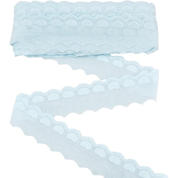 Blue Cotton Lace Ribbon Heart Pattern Lace Trim 2.1 inch Wide Eyelet Fabric Trim Wavy Edge Floral Embroidered Ribbon for Sewing Dress Clothes DIY Home Decoration 16 Yards