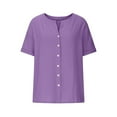 thumbnail image 4 of Htigea Women's Short Sleeve Cardigan Cotton Linen Button Down Open Front Cardigans Tops Casual Tops Purple,S, 4 of 7