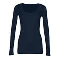 thumbnail image 5 of Knitted Tops for Women Long Sleeve Shirts with Slim Fitted Crop Tops Casual Crewneck Basic Tees Fall Fashion Y2K Clothes Navy XL, 5 of 7