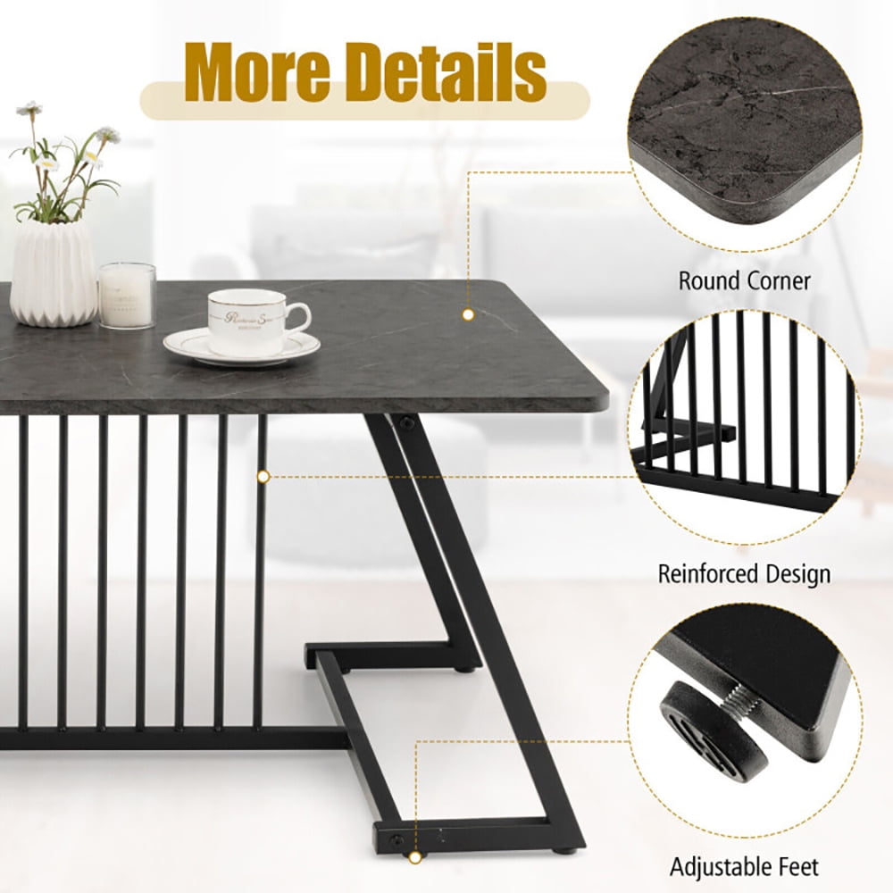 Finihen Coffee Table, Rectangular Coffee Table, 48 Inch Modern Style Coffee Table with Spacious Tabletop, for Living Room, Reception Room, Black Finihen Coffee Table, Rectangular Coffee Table, 48 Inch Modern Style Coffee Table with Spacious Tabletop, for Living Room, Reception Room, Black