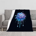 thumbnail image 2 of Durable Soft & Warm Flannel Blanket - Cozy Floral Design with Vibrant Blue & Pink Petals Perfect for Sofa Travel Bed & Chair, 2 of 7