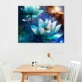 thumbnail image 2 of Nawypu  3 Panels Flowers Wall Art Blooming Lotus Water Lily Picture Elegant Pink Blue Purple Floral Painting Canvas Print Framed Modern Home Bedroom Living Room Decor Ready to Hang, 2 of 6