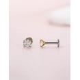 thumbnail image 3 of Flat Back Stud Earrings Internally Threaded CZ Stud Piercing Jewelry for Tragus Helix Cartilage Conch Nose Hypoallergenic Lip Labret Medusa Piercing, 3 of 8