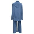 thumbnail image 5 of Baqcunre Cotton Linen Outfits Dressy Business Work Suits Streetwear Button Down Tops and Pants Suit,Size 3XL,Two Piece Sets for Women,Outfits for Women,Lounge Sets for Women,Womens Pajama Sets,,Blue, 5 of 5