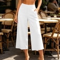 thumbnail image 3 of Lenpel Wide Leg Capri Pants for Women High Waist Baggy Cropped Trousers Comfy Flowy Casual Workout Yoga Capris, 3 of 5