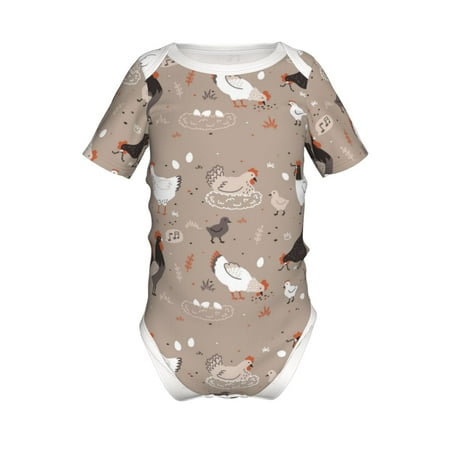 

Lukts Chicken Print Baby Short Sleeve Romper Onesie for Newborn Baby Boys and Girls-12 Months