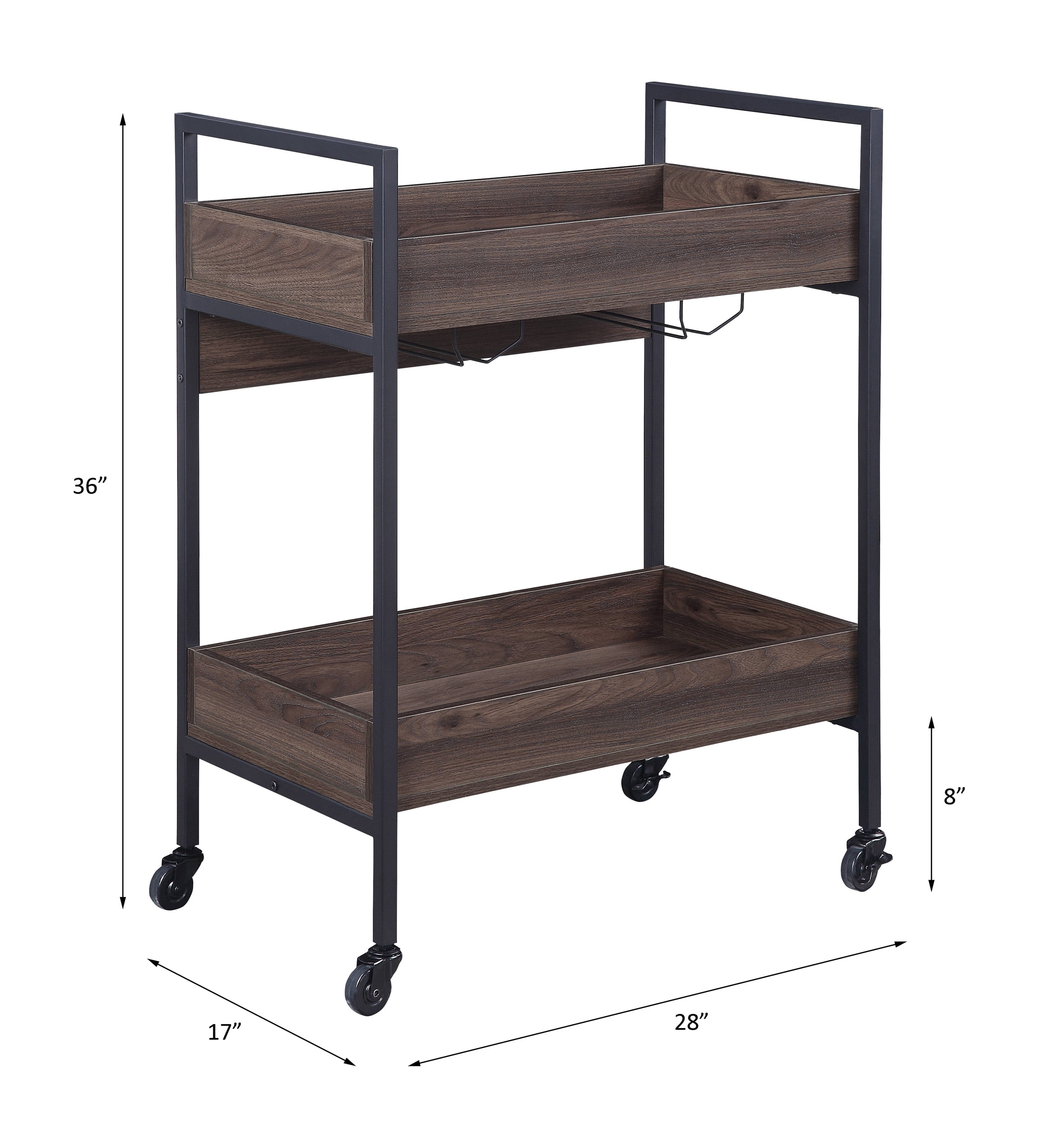 Serving Cart Walnut & Black Finish
