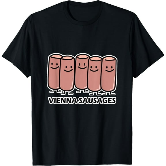 Vienna Sausages friends canned meat sausage group T-ShirtMen and women, White Black T-shirt, size: Extra large S-2025XL