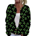 thumbnail image 2 of Womens St. Patrick's Day Cardigan Oversized Cardigan Funny Shamrock Print Cardigans Open Front Knit Sweaters Coat, 2 of 5