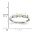 thumbnail image 3 of White Sterling Silver Ring Band Pearl Diamond Round Freshwater, 3 of 3