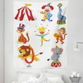 thumbnail image 1 of Cartoon Tapestry, Cartoon Style Composition of Circus Theme Art Wild Animals and Performer, Fabric Wall Hanging Decor for Bedroom Living Room Dorm, 5 Sizes, Multicolor, by Ambesonne, 1 of 1
