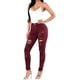 thumbnail image 2 of Pantalones vaqueros rasgados elásticos y ajustados de cintura alta para mujer, pantalones vaqueros clásicos destruidos para levantamiento de glúteos, pantalones vaqueros desgastados (2XL, Claret F), 2 of 5