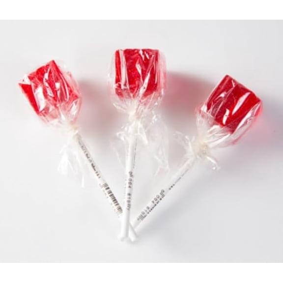 Cinnamon Cube Pops 12-Count - Red Hot Spicy Sweet Cinnamon Lollipops - Individually Wrapped Square Shaped Candy Lollipops for Winter Treats