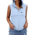 thumbnail image 2 of Inverlee Women's Hooded Sleeveless Vest Full Zip Lightweight Casual Outdoor Windbreaker with Pockets Sky Blue L, 2 of 7